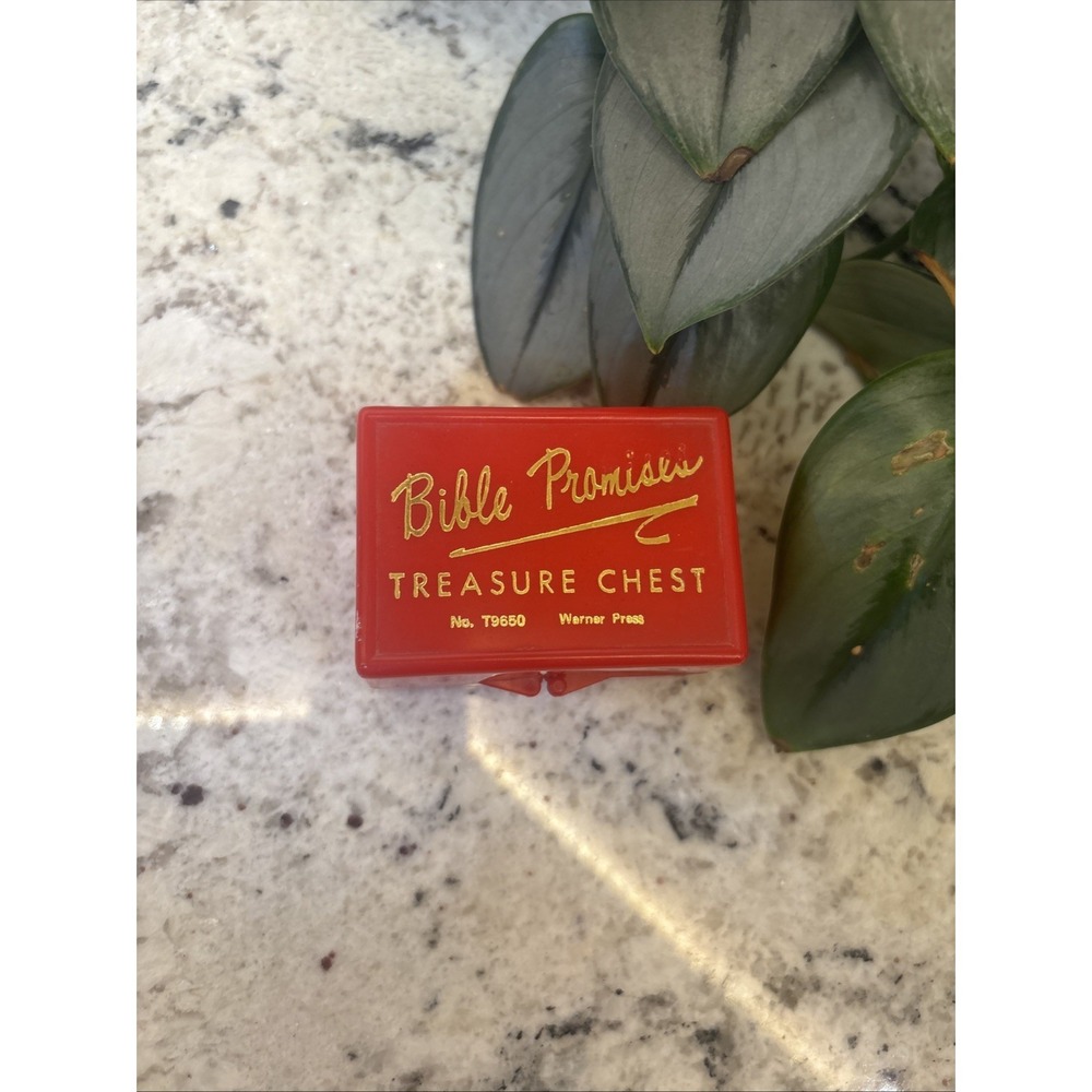 Vtg Bible Promises Treasure Chest Christian Scriptures Cards Set Plastic Red Box